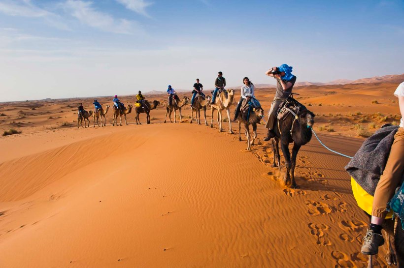 Morocco, Camel ride in Erg Chebbi Sahara Desert, Merzouga, by travel photographer Matthew Williams-Ellis